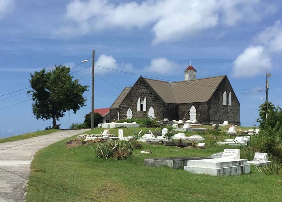 St. Kitts: Nevis Island Tour and Beach Time with Lunch - St. Thomas Lowland Church, a 1643 anchor point